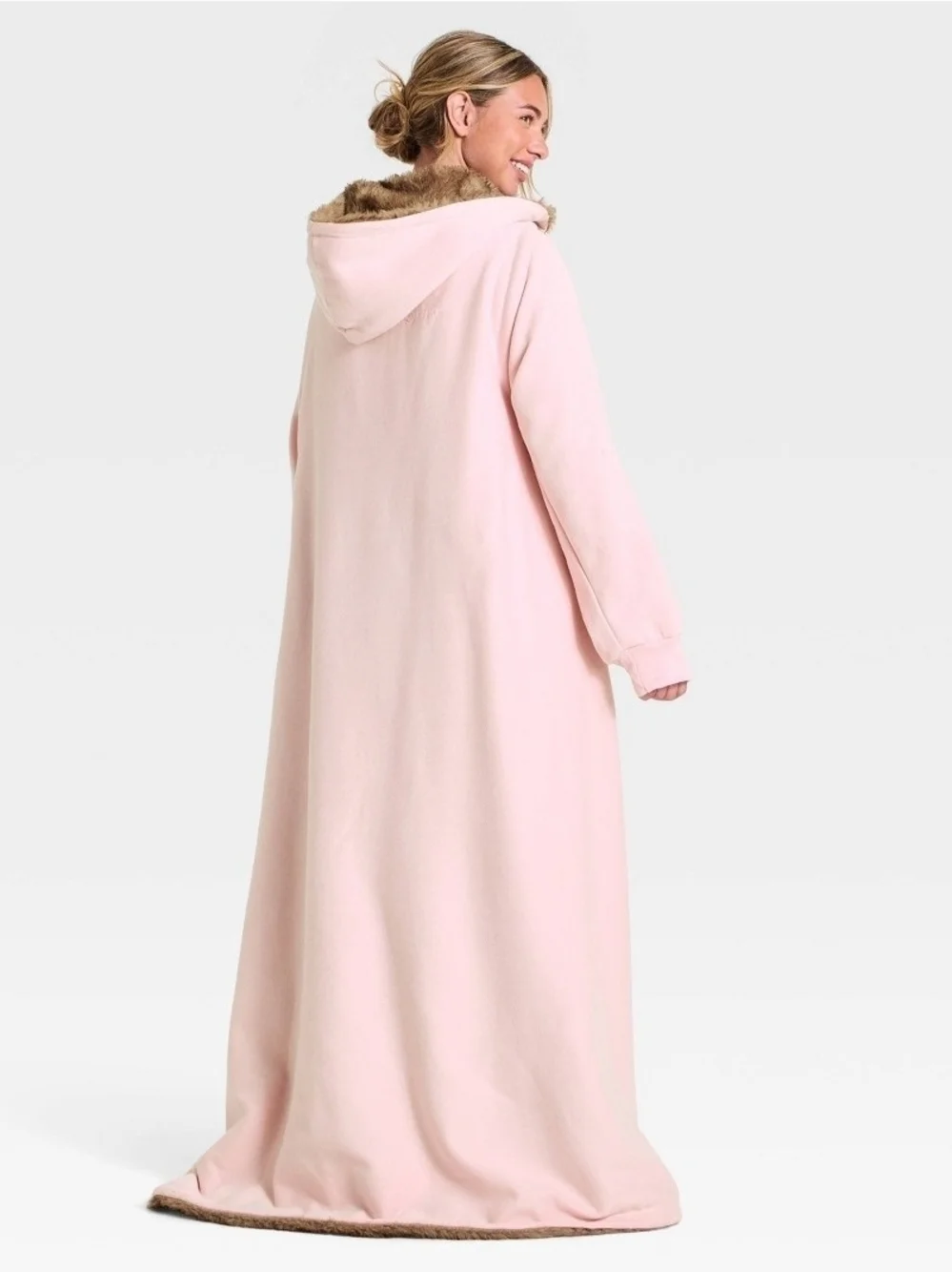 Hollister Co. Cozy Oversized Hooded Blanket Coat Faux Fur Lined - Rose Pink Nwot
